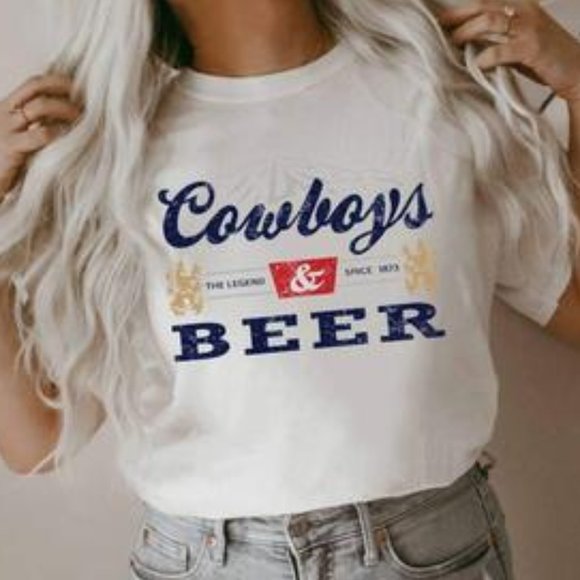COWBOYS & BEER Handmade Graphic Tee - Picture 4 of 4